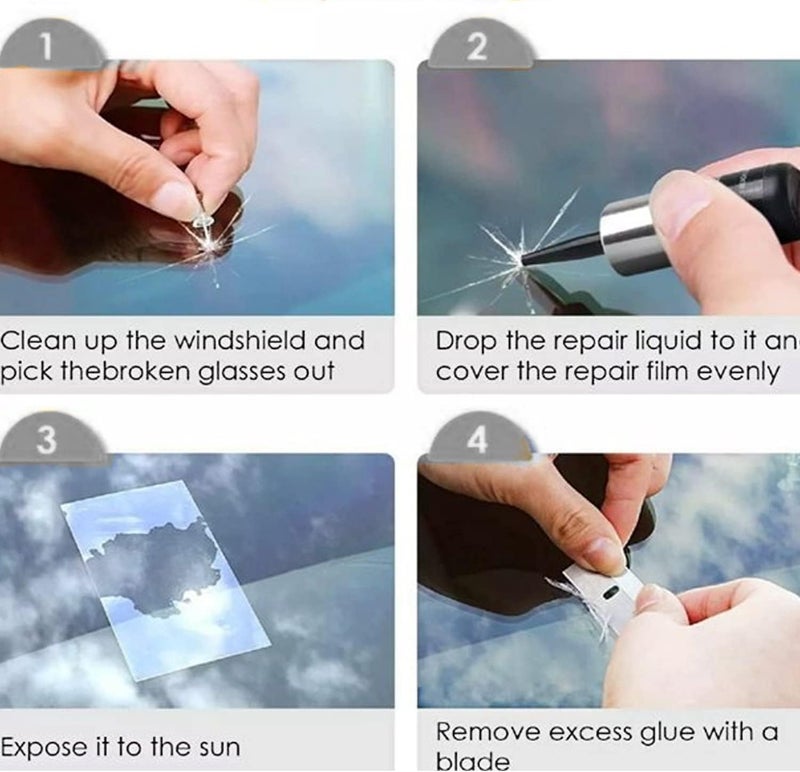 Zupooko Windshield Repair Kit, 2 Pcs Car Glass Repair Kit Quick Fix for Chips & Cracks, Windshield Crack Repair Kit,Cracks Gone Glass Kit, Automotive Windscreen Tool, Nano Fluid Filler - Image 4